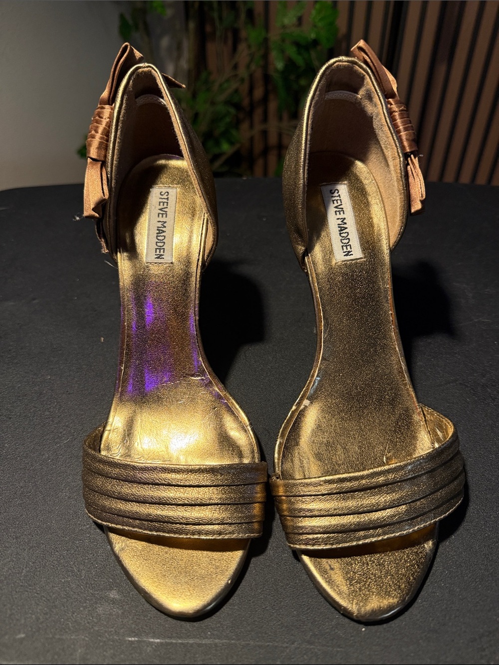 Steve Madden Metallic Gold Open-Toe Ankle-Strap Heels
